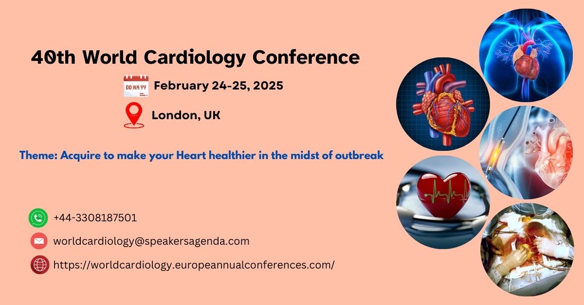 Alexand53828878's tweet photo. Excited about the latest in #cardiology? Join the 
#40thWorldCardiology Conference on 
#Feb24_25_2025, in #London! Share insights, explore #innovations, &amp; tackle #global challenges in 
#hearthealth
#Speakers &amp; #delegates, #register now: https://t.co/Kc8zBsfZPl https://t.co/dKqWKu2XN4