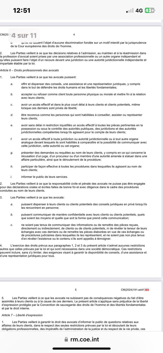 L’article 6 de la Convention européenne sur la protection de la profession d’avocat énonce parmi les droits professionnels des avocats le principe de la non assimilation des avocats et de leurs clients <a href="/CNBarreaux/">Conseil national des barreaux - les avocats</a> <a href="/CCBEinfo/">CCBE</a>