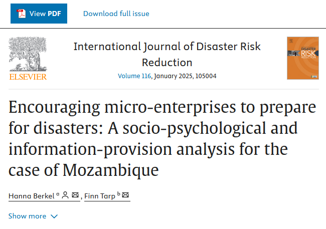 What influences enterprises' disaster preparedness in low-income countries? Check out my recent article with <a href="/FinnsAngle/">Finn Tarp</a>
  sciencedirect.com/science/articl