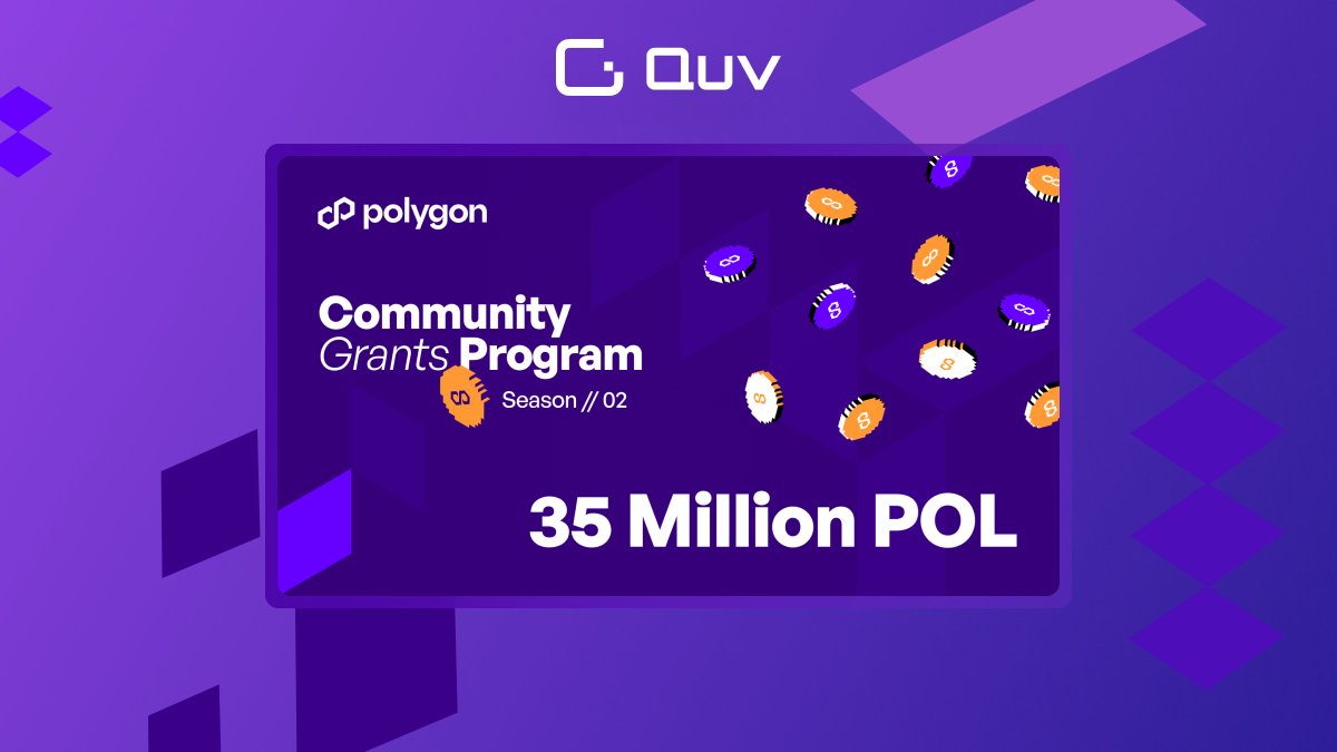QuvioWallet's tweet photo. Polygon Community Grants (CGP) is back! 35M POL are available for projects, including three new AI tracks and other opportunities for support.🤖

#Quvio #Crypto #POL https://t.co/f6OlgVlfgL