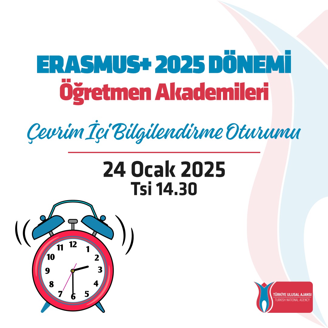 ulusalajans's tweet photo. 📢 Erasmus+ 2025 Dönemi Öğretmen Akademileri Projeleri Çevrim İçi Bilgilendirme Oturumu📢
📌 2025 Teklif Çağrısı döneminde Öğretmen Akademileri Projeleri başvurusu yapmak isteyen kurum ve kuruluşlara yönelik olarak 24 Ocak 2025 Cuma günü saat 14.30'da çevrim içi bilgilendirme toplantısı düzenlenecektir.
❗ Toplantı Zoom uygulaması üzerinden gerçekleştirilecektir. Toplantıya katılmak isteyenlerin en geç 20 Ocak 2025 Pazartesi günü saat 17.00’ye kadar aşağıdaki bağlantıdan kayıt yaptırmaları gerekmektedir.
🙌🏻 Toplantı linki, toplantıdan önce, kayıt olan kişilerin e-posta adreslerine iletilecektir.❗ ☑️
🔗 Toplantı Kayıt Linki: https://t.co/IfNq9BkQoZ
ℹ️ Detaylı Bilgi: https://t.co/F8u5QfImgl