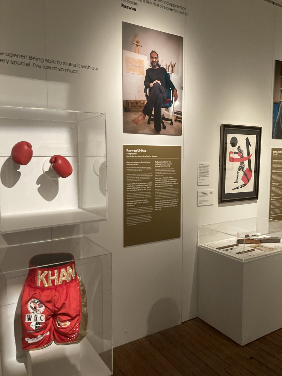 jenkean's tweet photo. A new exhibition at Cartwright Hall explores the connections between boxing &amp; the ancient art of calligraphy as seen through the eyes of young #Bradford South Asian boxers. I’ll have more on @bcbradio later today inc iviews with @TasifKboxer &amp; @Razwanartist. @bradford2025 https://t.co/s6xQCgoRwT