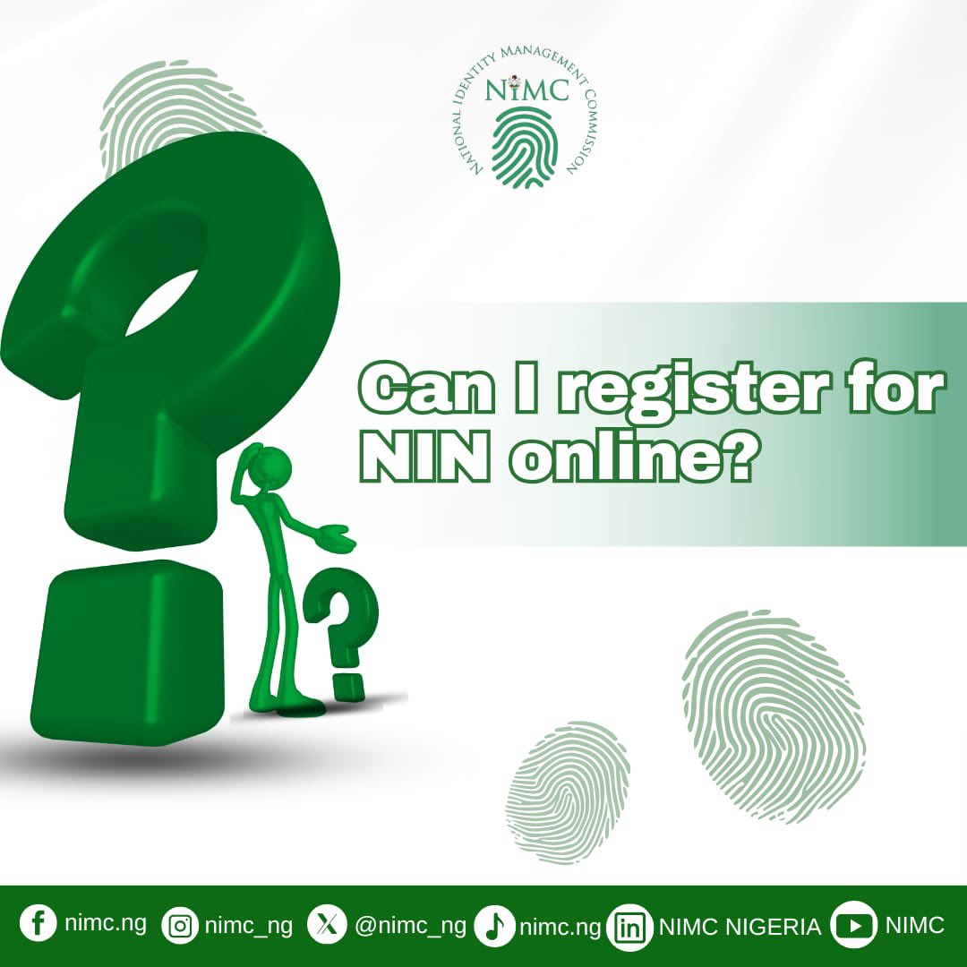 iyaleson's tweet image. National Identification Number (NIN) registration requires that you are available in person for biometric capture (fingerprints &amp;amp; facial data) at enrollment centers. 

#NIMC