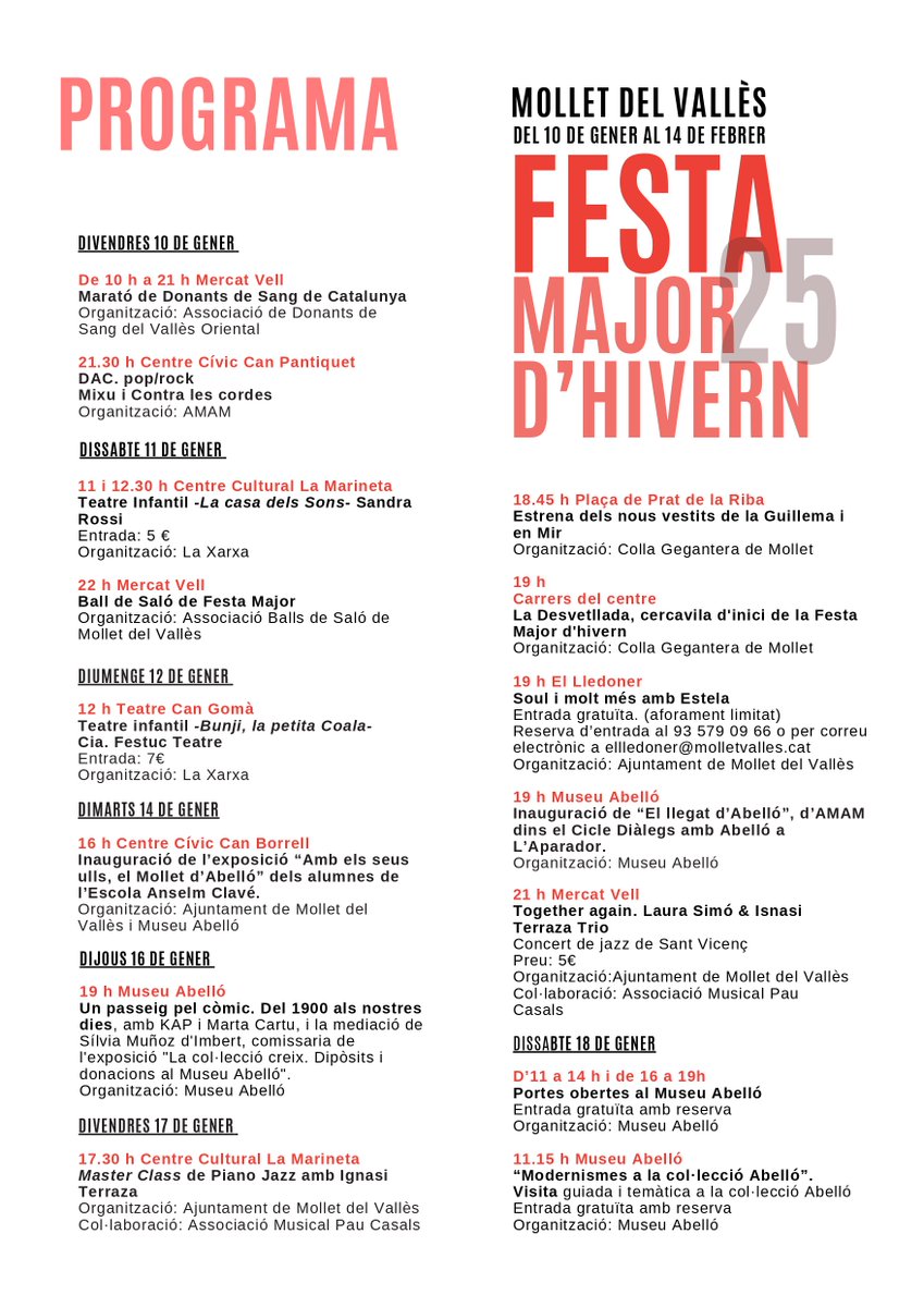 ajmollet's tweet photo. 🥳Aquest cap de setmana arriben el gruix dels actes de la Festa Major de Sant Vicenç.   

Consulta totes les activitats 👇

Bona Festa Major  😍 https://t.co/2esYKqTXfE