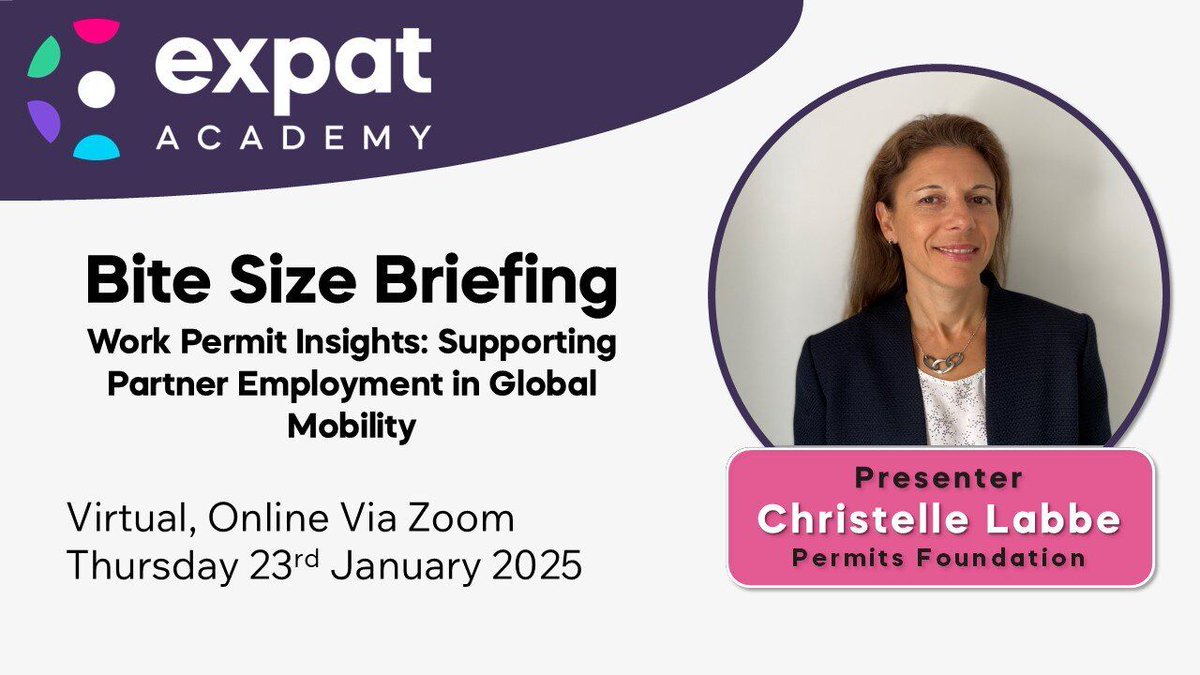 Join GMPD, <a href="/TheExpatAcademy/">Expat Academy</a> &amp; <a href="/PermitsLobby/">Permits Foundation</a> for a Bite Size Briefing on Partner Employment: A Key Focus in Global Mobility!

 📅 Date: January 23, 2025
 ⏰ Time: 3:00 PM - 4:00 PM GMT
 📍 Location: Online

To find out more email Natalie Steinberg at hello@mygmpd.com.