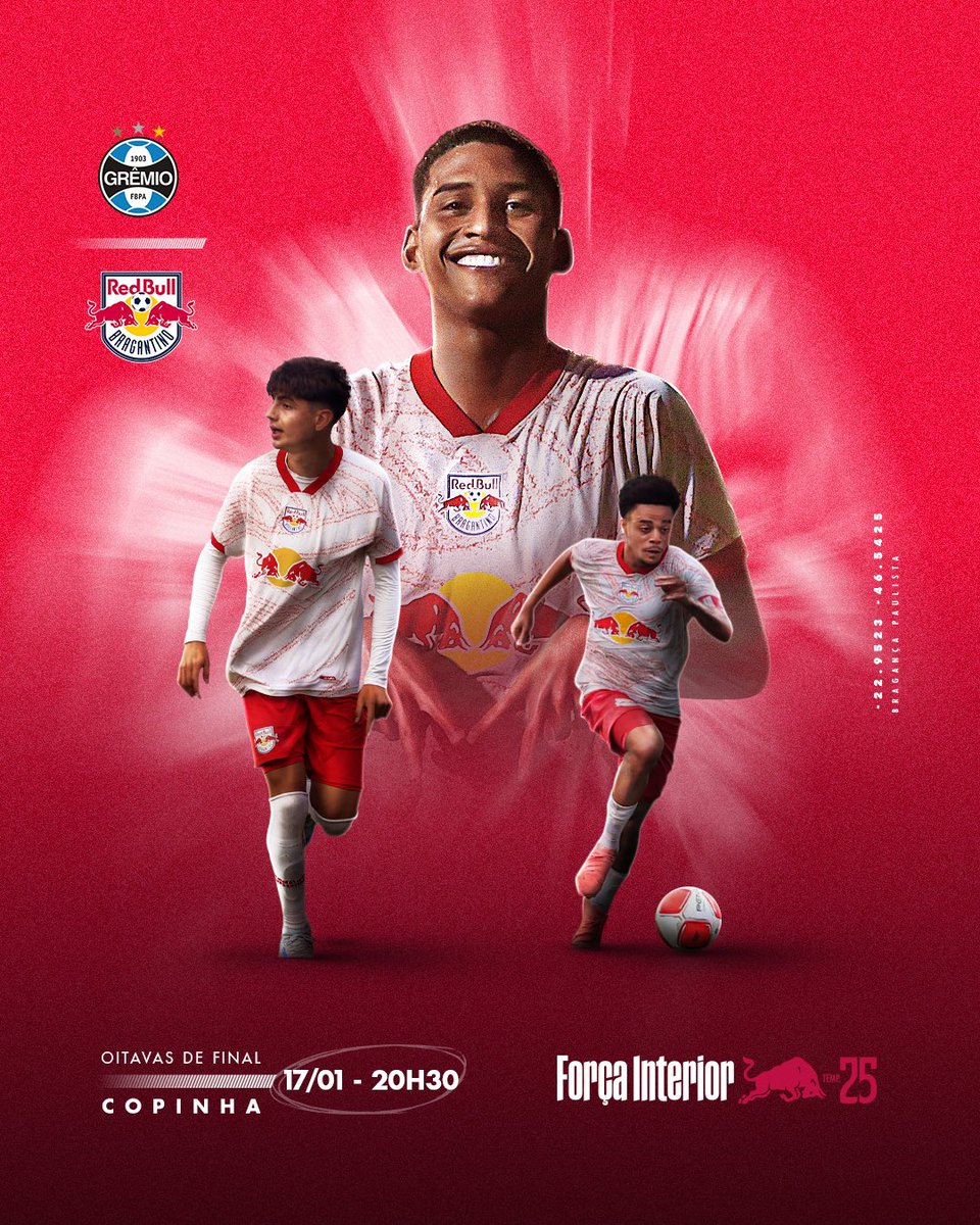 RedBullBraga's tweet photo. AS OITAVAS CHEGARAM! 🔥

⚽ Grêmio x Red Bull Bragantino
🏆 @copinha | Oitavas de final
⏰ 20h30
🏟️ Estádio Nogueirão (Mogi das Cruzes/SP)
📺 CazéTV

#RedBullBragantino https://t.co/bRd3BLhsnE