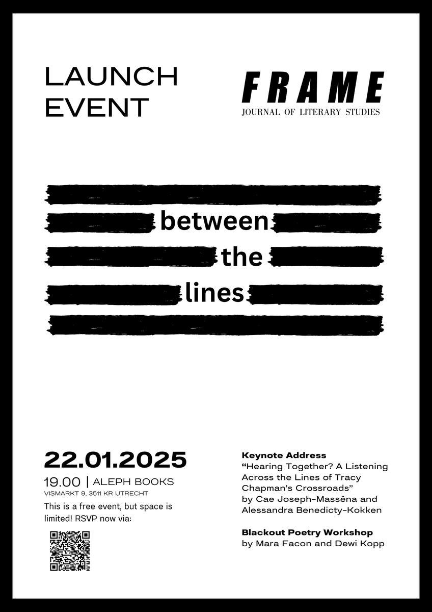 Frame_literaryJ's tweet photo. We’re delighted to invite you to the launch event for the latest issue of FRAME, 37.2 "Between the Lines"! Celebrate with us in the cozy and inspiring atmosphere of Aleph Books, Utrecht. https://t.co/D5KzkSAzDG