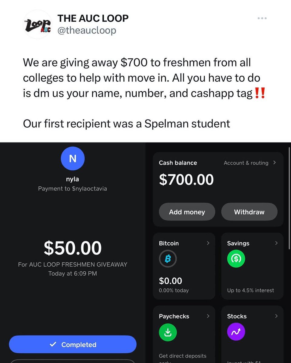 Free $50 for school supplies, dinner, or whatever you want to use it for! You must like, report this on your story, follow us, and DM us your name, number and cash tag to qualify!