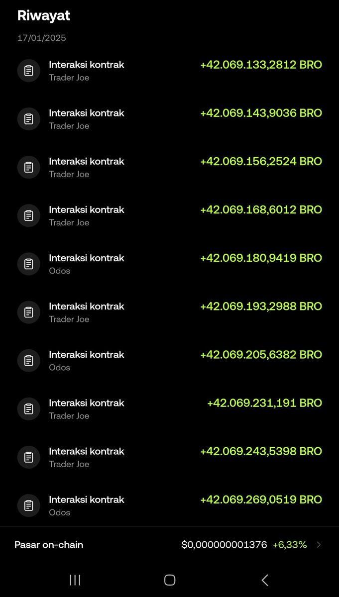 sean_nako's tweet photo. @JakeGagain GM jake ! 
I just did Daily buy $BRO  completed! It feels like a mandatory ritual 😄 How many times have I done it? Who cares, it's all for our future! 
This 42069000 purchase challenge is very cool. 
$BRO for  life! https://t.co/cuGbkiMlMZ