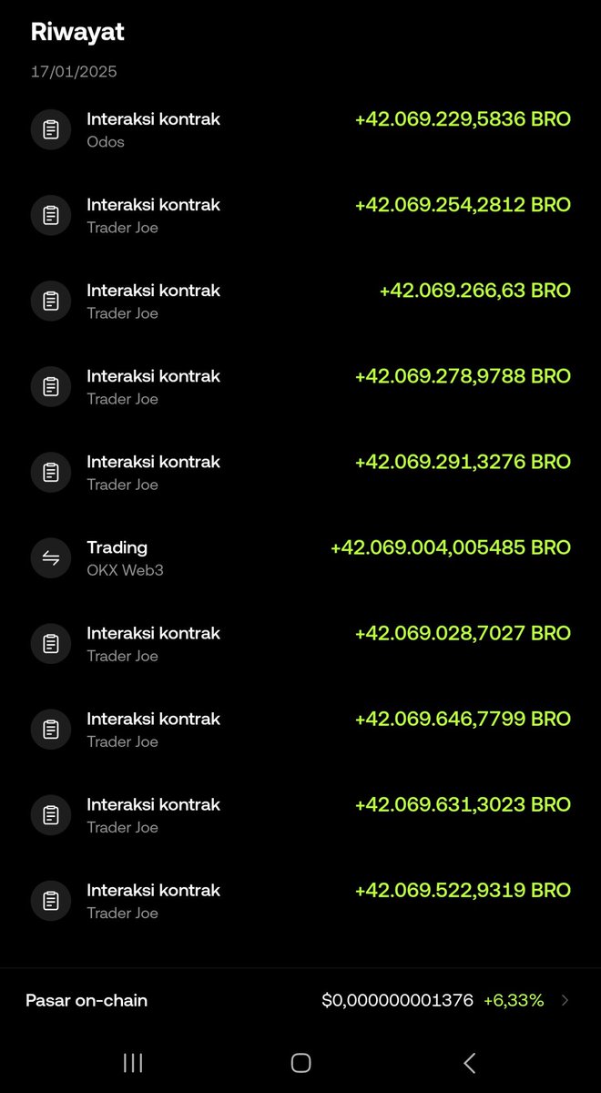 sean_nako's tweet photo. @JakeGagain GM jake ! 
I just did Daily buy $BRO  completed! It feels like a mandatory ritual 😄 How many times have I done it? Who cares, it's all for our future! 
This 42069000 purchase challenge is very cool. 
$BRO for  life! https://t.co/cuGbkiMlMZ