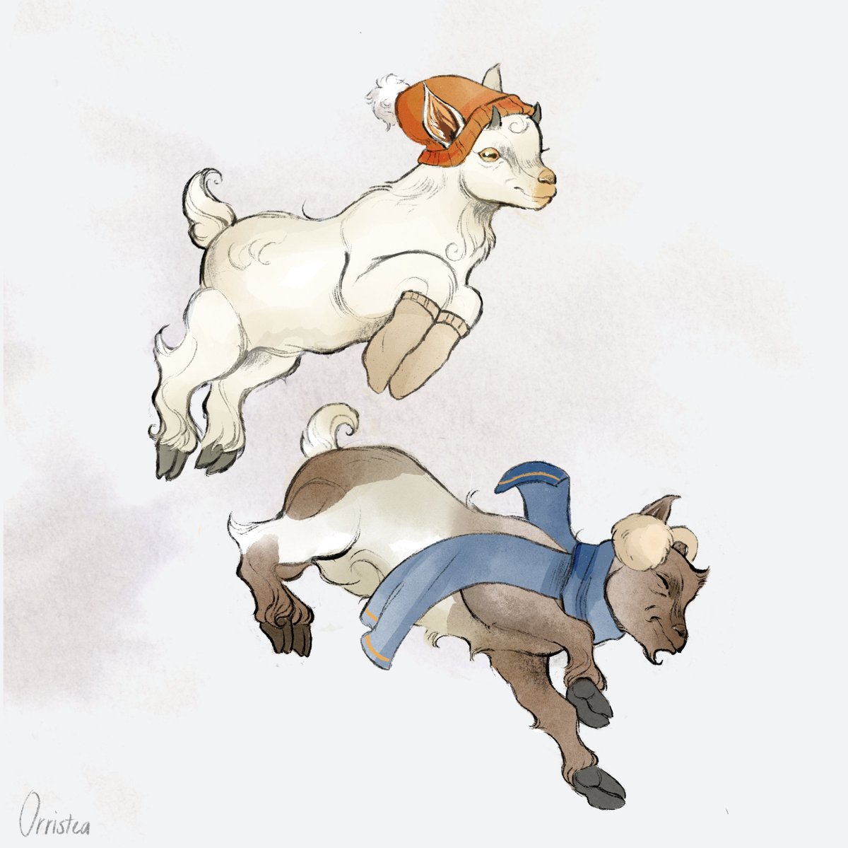 OrrisTea's tweet photo. Social media has done nothing but recommend me videos of mountain goats jumping around lately and im not complaining #babygoats #illustration https://t.co/Vkq58HCNFo