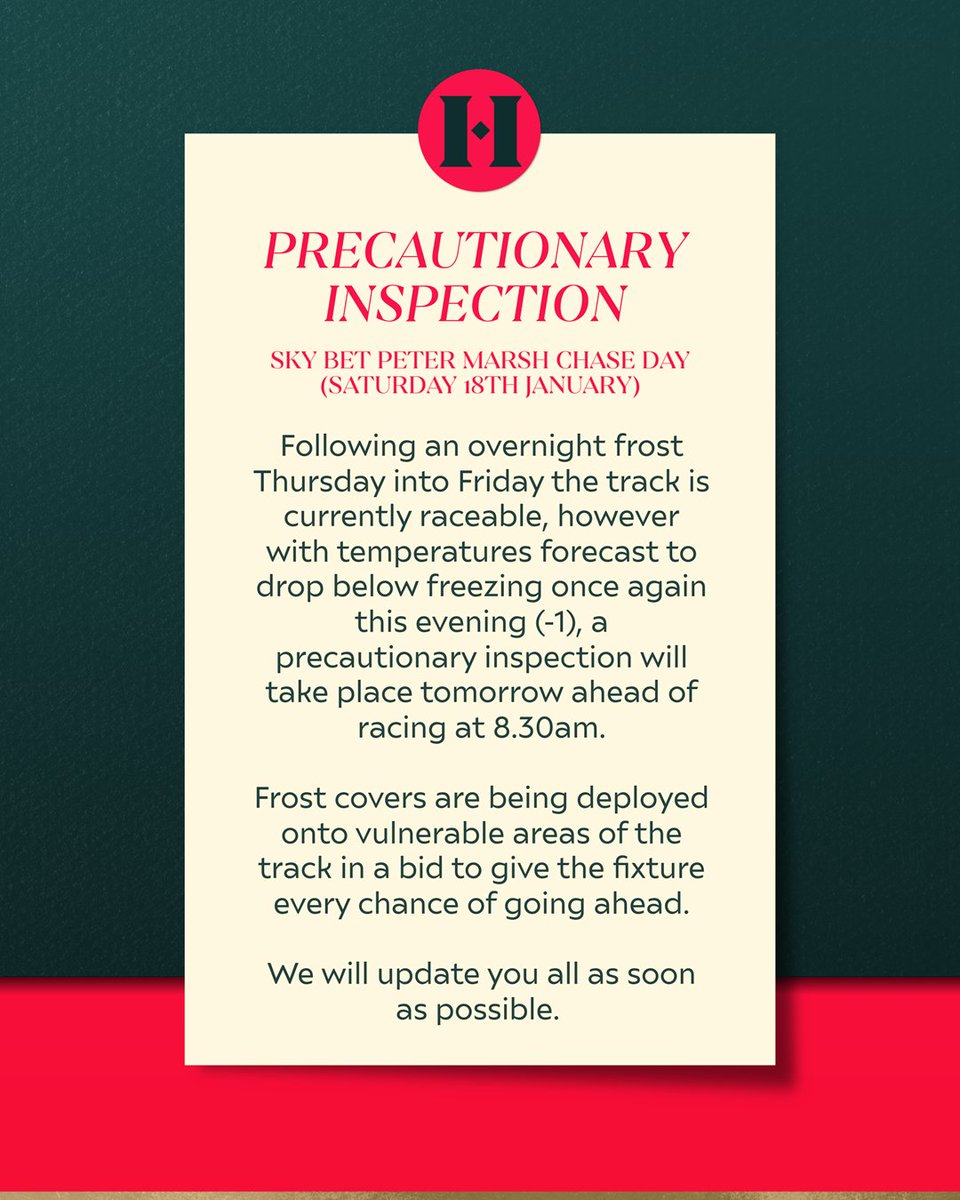 haydockraces's tweet photo. Precautionary inspection for @SkyBet Peter Marsh Chase Day ❗️ https://t.co/BLoktaLkNu