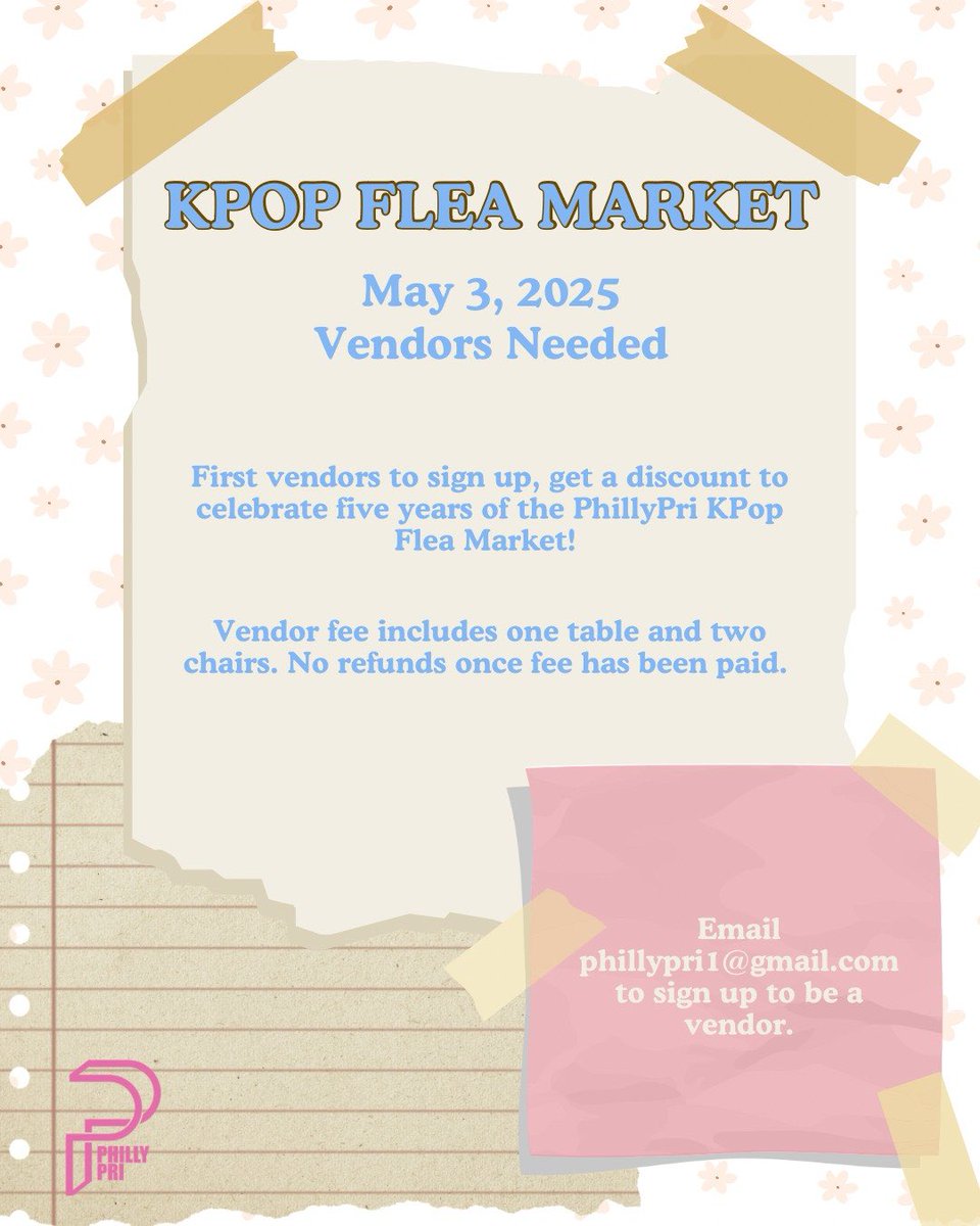 phillypri's tweet photo. It’s that time again! Looking for vendors for the next PhillyPri KPop Flea Market! It’s been 5 years since I started in 2019, so to celebrate the first vendors to sign up get a discount! Email me to sign up at PhillyPri1@gmail. Com
#kpopfleamarket #kpop https://t.co/OQcbPZB8WJ