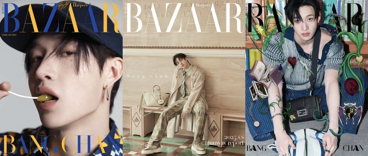 BAZAAR Korea 2025年2月号🧭 バンチャン単独表紙の韓国雑誌 Qoo10にて