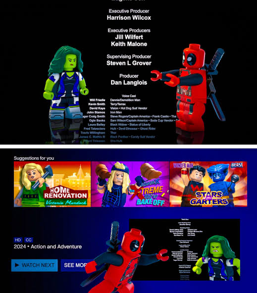 kotarodaze1126's tweet photo. レゴアベンジャーズ 、いきなり出てきたシーハルクが
「あのね！デッドプールが元祖メタキャラみたいなツラしてるけど元祖はアタシだからね！！！？？」ってブチギレただけでも面白かったのに
作品が終わってクレジットに出てきたデッドプールを「パクリ野郎！！！！」ってシバいてたの大分面白かった https://t.co/Awgc5bMNlg
