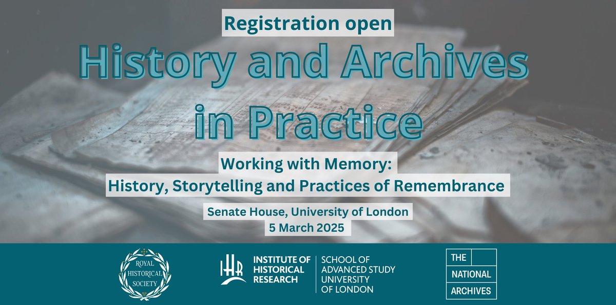 Royal Historical Society (@royalhistsoc) on Twitter photo We are delighted to announce with <a href="/UkNatArcRes/">The National Archives Research</a> and <a href="/ihr_history/">Institute of Historical Research</a> that the History and Archives in Practice 2025 registration is now live!
Join us to explore 'Working with Memory: History, Storytelling and Practices of Remembrance' š Senate House, University of London š· 5 We are delighted to announce with <a href="/UkNatArcRes/">The National Archives Research</a> and <a href="/ihr_history/">Institute of Historical Research</a> that the History and Archives in Practice 2025 registration is now live!
Join us to explore 'Working with Memory: History, Storytelling and Practices of Remembrance' š Senate House, University of London š· 5