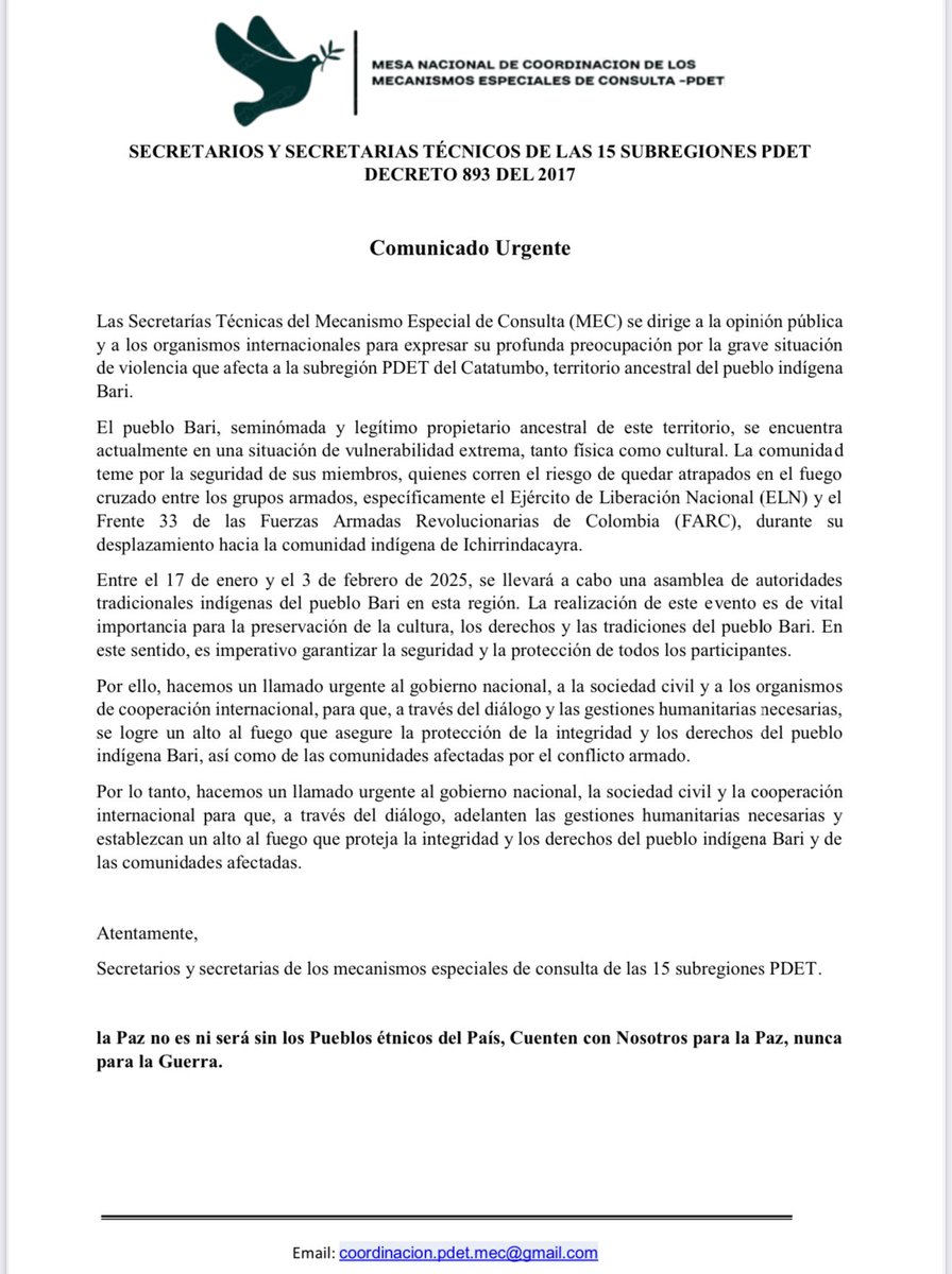 Mesa Nal de coordinacion MEC-PDET tweet media