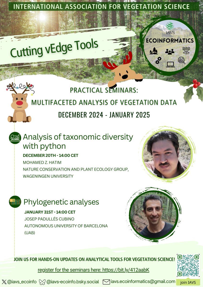 Ecoinformatics IAVS (@iavs_ecoinfo) on Twitter photo Cutting vEdge tools continues! We're hosting an online seminar on phylogenetic analyses with R held by <a href="/j_padulles/">Josep Padullés Cubino</a> on January 31st at 14:00 CET! Sign up for free at bit.ly/412aabK, only 100 places! Also consider becoming member of IAVS for past and future recordings. Cutting vEdge tools continues! We're hosting an online seminar on phylogenetic analyses with R held by <a href="/j_padulles/">Josep Padullés Cubino</a> on January 31st at 14:00 CET! Sign up for free at bit.ly/412aabK, only 100 places! Also consider becoming member of IAVS for past and future recordings.