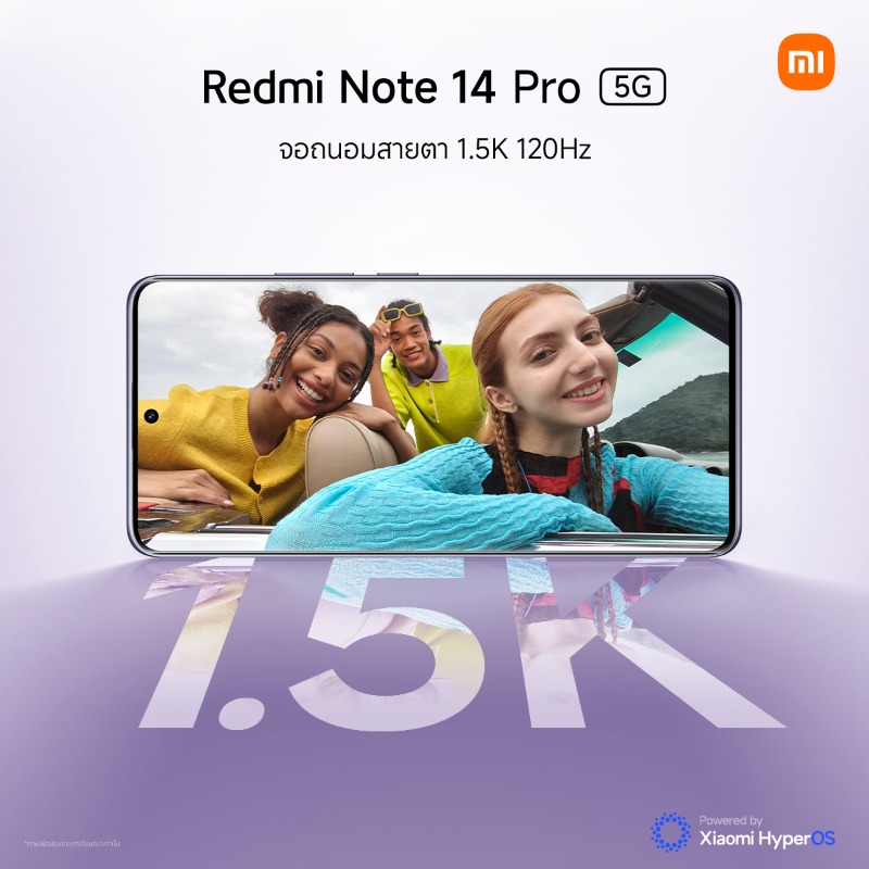 XiaomiThailand's tweet photo. วางจำหน่ายแล้ววันนี้! Redmi Note 14 Pro 5G สมาร์ทโฟนที่พร้อมให้คุณ 'ปังทุกช็อต เป๊ะด้วย AI'
