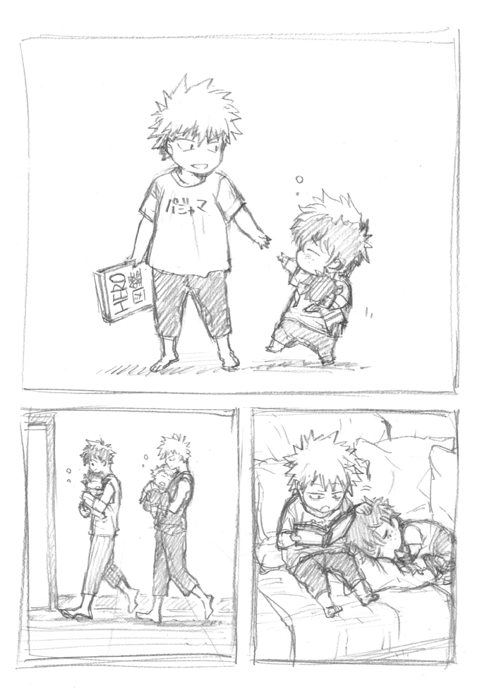 ラフ描き、💥🥦ファミリー
再掲

幸せ👨‍👨‍👦‍👦 