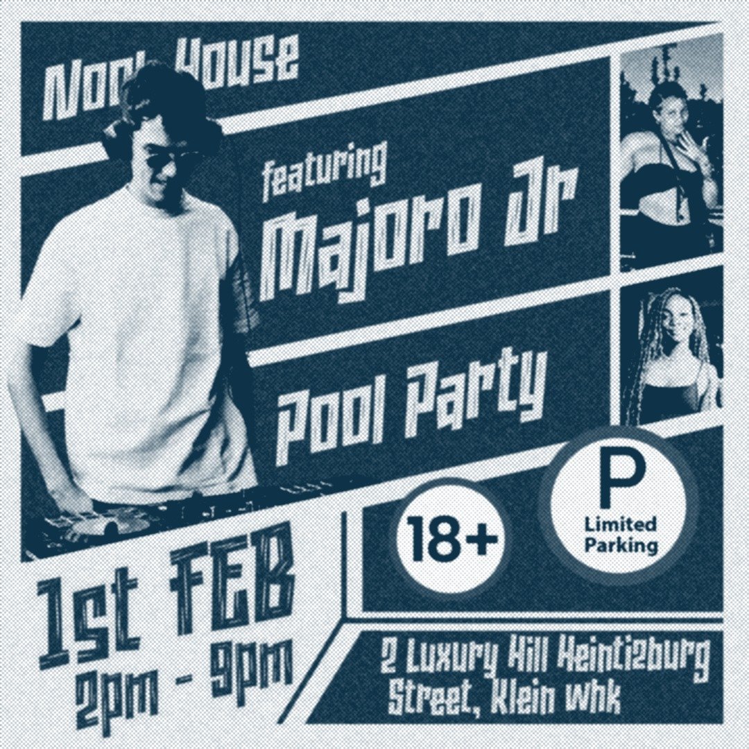 SiimonHk's tweet photo. Join us at the Nook House Pool party as with Dj James, YD Fresh, Camzo &amp; Majoro Jr as they spin the decks🔥 on 1st February from 2 PM to 9 PM at 2 Luxury Hill, Heinitzburg Street, Klein WHK. 🌊🎵 https://t.co/now8YhZUQv