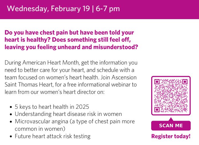 Jimmy Kerrigan (@kerrigjl) on Twitter photo Join <a href="/nishheartdoc/">Nishtha Sareen MD MPH FACC FSCAI</a> from <a href="/ascenstthomas/">Ascension Saint Thomas</a> on 2/16 at 6p central to discuss women's heart health; register at the link below! Join <a href="/nishheartdoc/">Nishtha Sareen MD MPH FACC FSCAI</a> from <a href="/ascenstthomas/">Ascension Saint Thomas</a> on 2/16 at 6p central to discuss women's heart health; register at the link below!