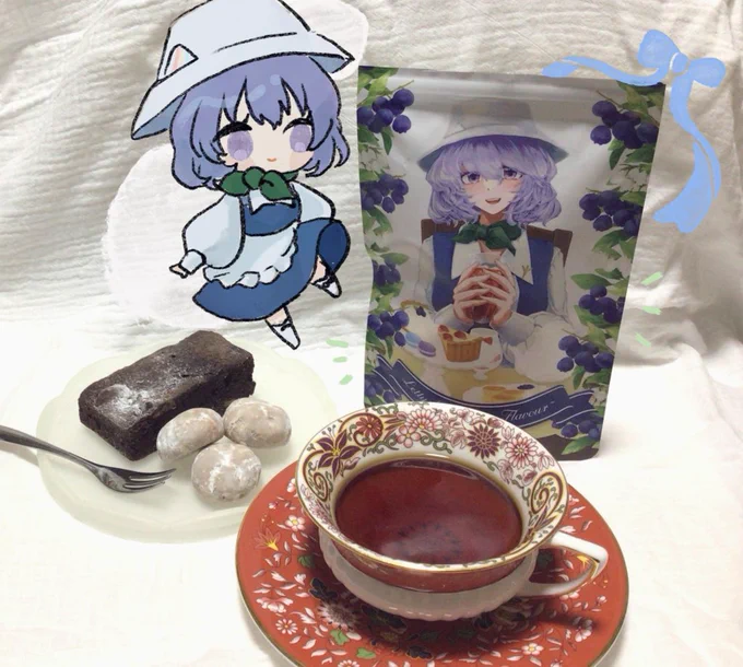 児屋さんのレティ紅茶香りは結構甘めだけどすっきり爽やかな味でスッとしているにで、がっつり甘いお菓子によく合う〜 ストレート向きだし、パッケージみたくアイスでも美味しいかも リリー紅茶は何に合わせよかな 