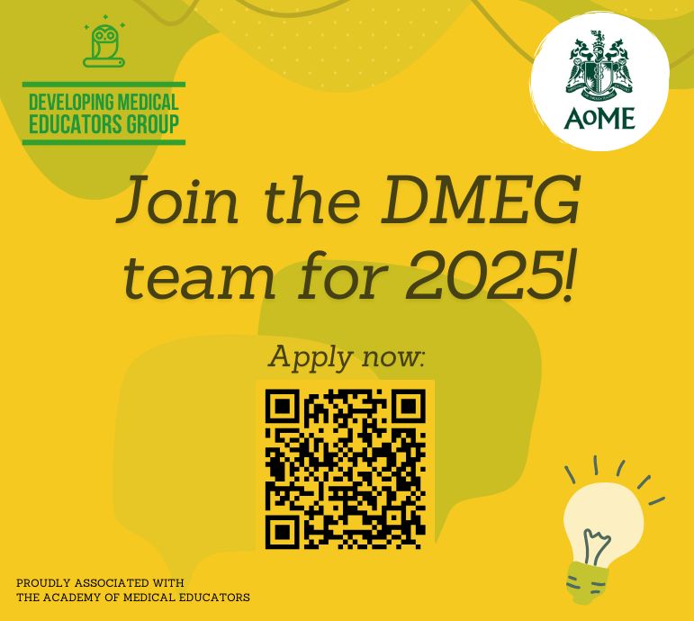 📣 WE'RE RECRUITING 📣

🤔 Are you an early-career educator in #MedEd #VetEd #DentalEd or other healthcare education?

✨ Interested in developing your career whilst helping others do the same?

💃 Join us!!🕺

👇 Closing Date: 2359 GMT on 30th Jan 👇

🔗 medicaleducators.org/DMEG-Committee…