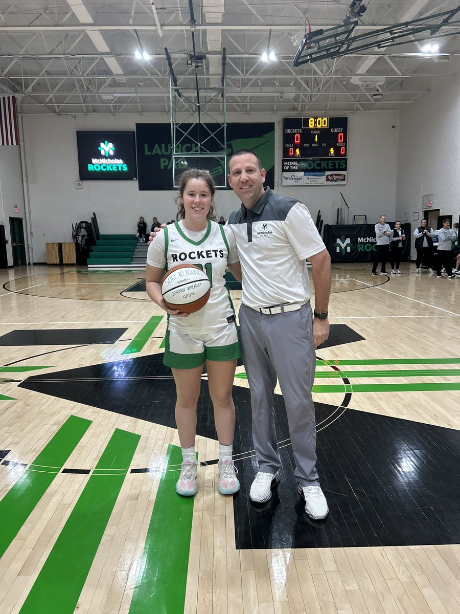 Congrats to our Senior Co-Captain Jordan Wheatley on reaching 500 Rebounds 🏀 in her career for the McNicholas Women’s Basketball Program. 💚🖤🤍💚🖤🤍🚀🚀