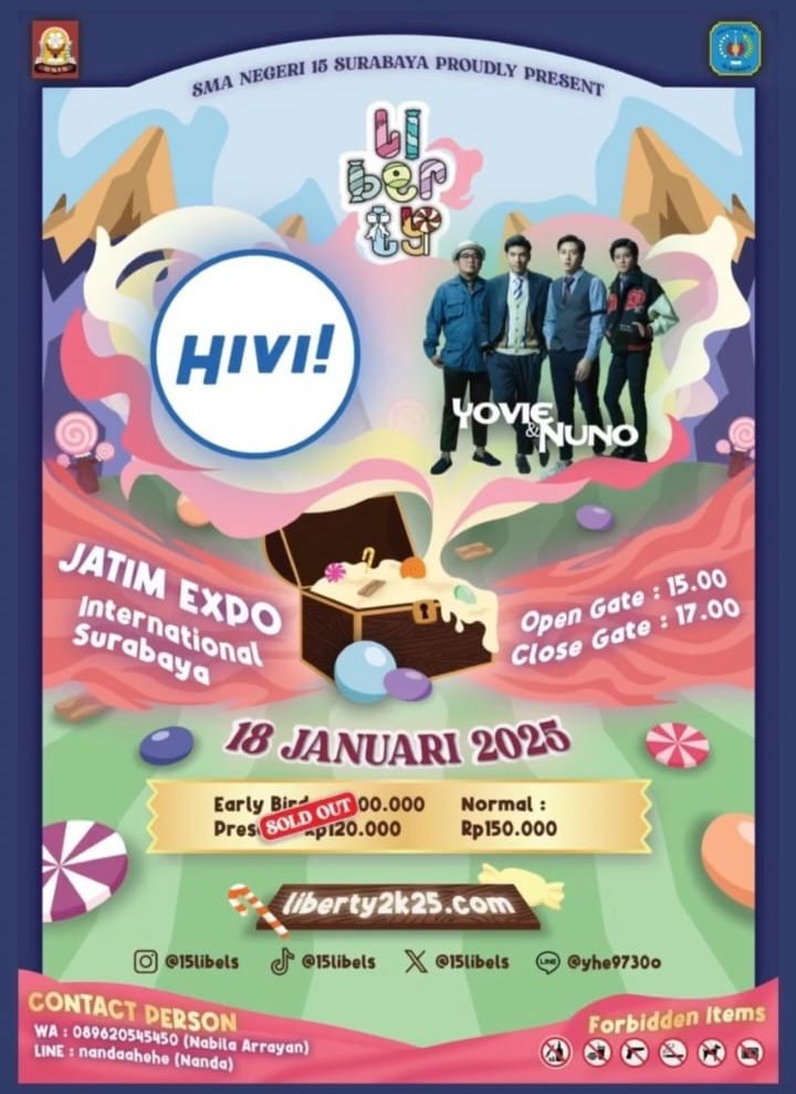xerenityy's tweet photo. Wts TIKET LIBERTY
💵 harga 115k (udah ada tiket fisik) 
- guest star hivi, yovie n nuno
- more info ada di bawah ini

Bisa langsung dm akun ini yaa ✨
#zonauang https://t.co/XBU0GBaBzi