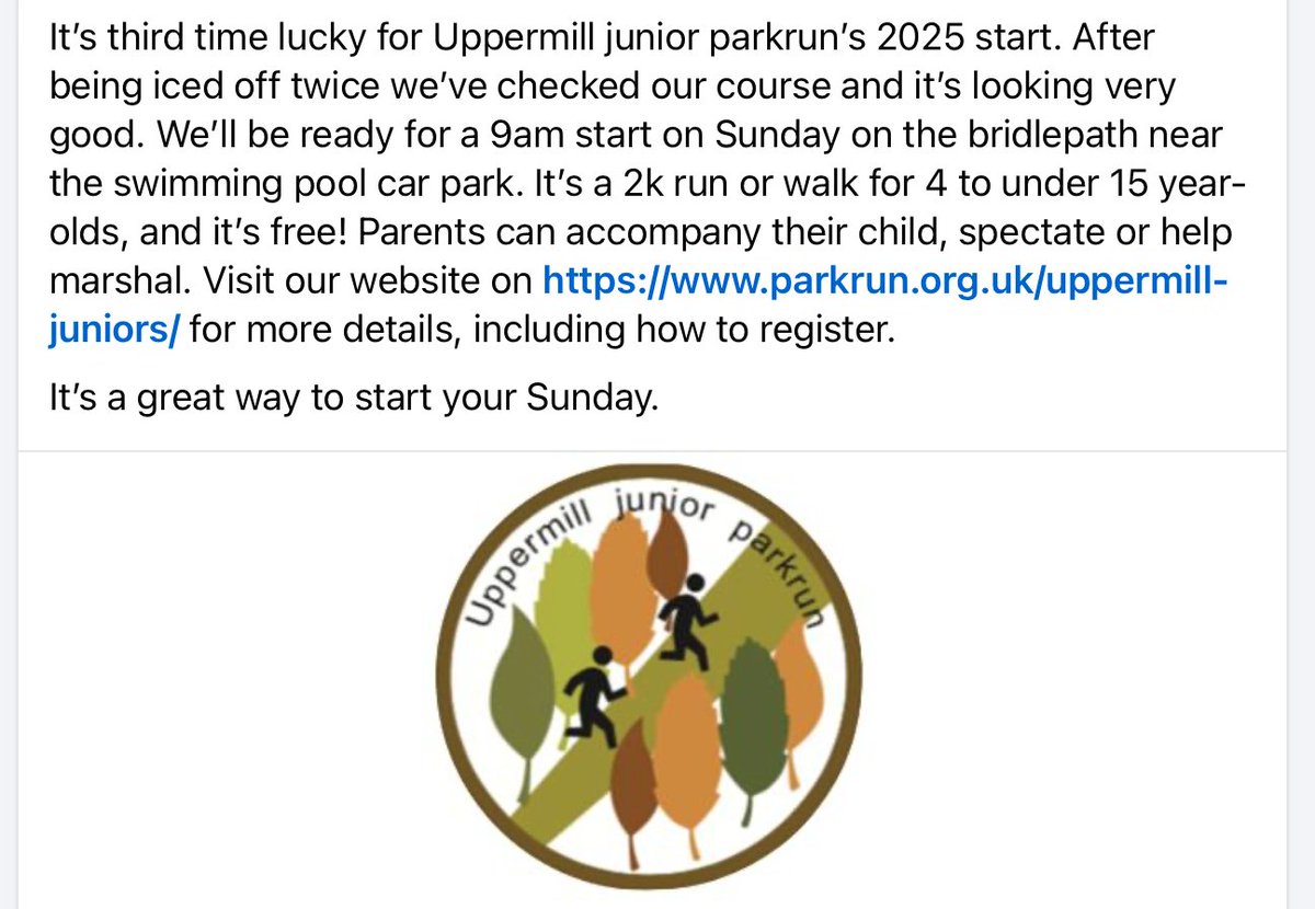 Uppermill junior parkrun tweet media