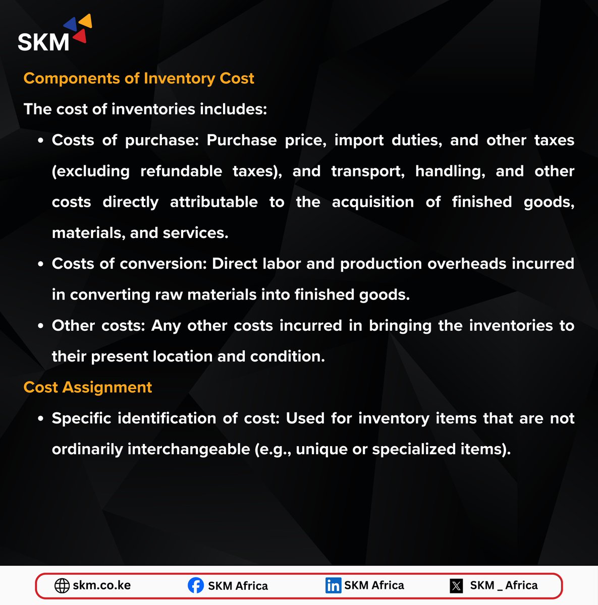 SKM_Africa's tweet photo. IAS 2 ensures consistent inventory measurement and reporting, helping businesses present a fair view of their financial performance and position.
#skmafrica #skmaudit #IAS2 https://t.co/ryugXIHPPJ