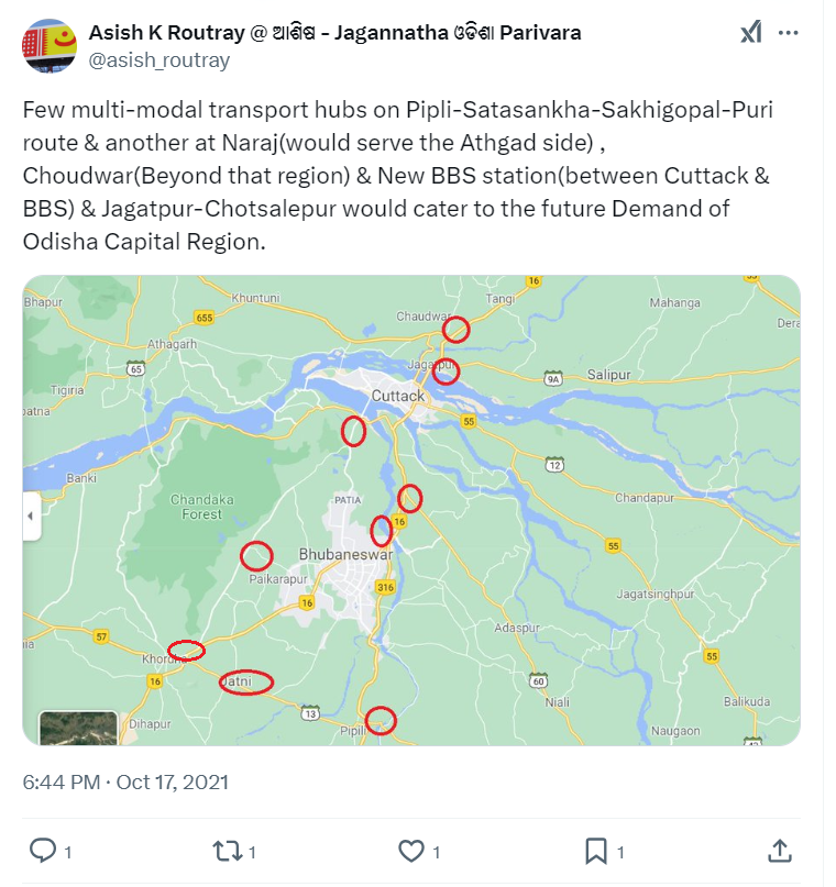 OdiCapitalRegn's tweet photo. Whole #BCUC must be considered a single investment region - #SIR. To integrate the whole area transit(#CMP) must be given priority. We'll need many strategically located multi-modal converging transit points - rail, bus, #NMT.
To:@CMO_Odisha @CRUT_BBSR @BDA_BBSR @HUDDeptOdisha https://t.co/t0ZAugd0Xz