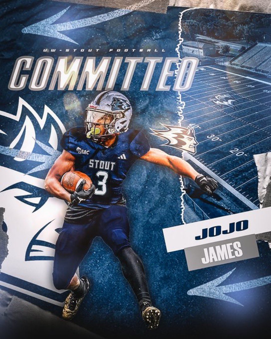 Im_jojojames's tweet photo. Glad to announce my commitment to UW-Stout, thank you to all the coaches that recruited me and happy to see what the future holds‼️

@MontiniFootball @OLcoachvince @anthonybors @JRGrayson @PrepRedzoneIL  @EDGYTIM @TYaeggi_UWStout @UWStoutFootball https://t.co/UUYjLtqR48