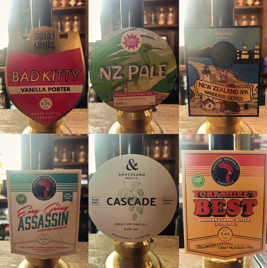 #glutenfree Tap Take over is still on… We’ve got 6 delicious casks, 3 craft kegs and 2 ciders available today 🍺🍺
<a href="/RoostersBrewCo/">Rooster's Brewing Co</a> <a href="/AbbeydaleBeers/">Abbeydale Brewery</a> <a href="/AmpersandBrewCo/">Ampersand Brew Co</a> <a href="/shinybrewery/">Shiny Brewery</a> <a href="/BrassCastleBeer/">Brass Castle Brewery</a>