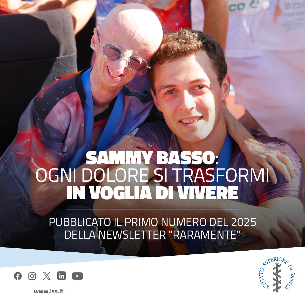 istsupsan's tweet photo. 📰Il primo numero del 2025 della newsletter #ISS #Raramente si apre con un’intervista al Vicepresidente dell’ #associazioneitaliana #progeria #SammyBasso, Riccardo Zanolli, migliore amico di Sammy.
🔎Scopri di più: https://t.co/8AV8bY7X0K
#iss #istitutosuperioredisanità #aip https://t.co/yRJDEHUuZp