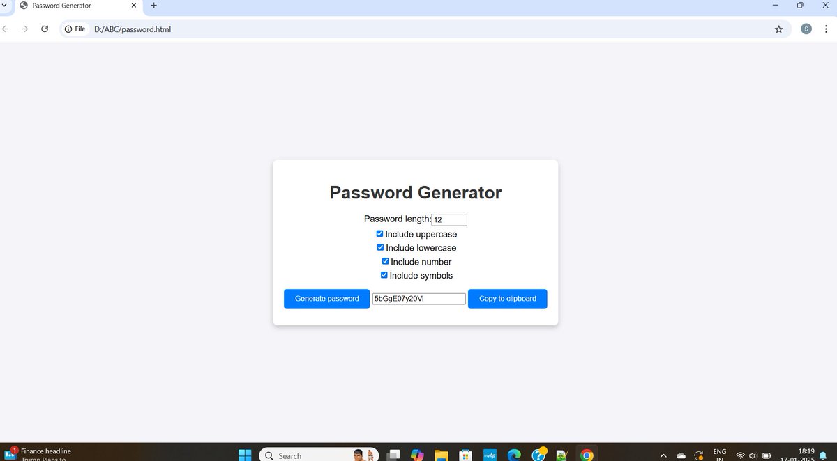 shreyasutar47's tweet photo. 💻 Day 7/30 of #30DaysOfCoding
Created a super handy Password Generator today! 🔒✨
Strong, random passwords are just a click away—making online security a breeze. 🛡️
Excited to keep learning and building! 🚀
#JavaScriptBeginner #30DaysOfCode #CodingJourney #PasswordGenerator https://t.co/M1UfJwMiVM