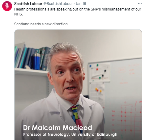 msm_monitor's tweet image. If you're wondering who this guy is, he was the spokesman for Unionist group 'Medics for No' during the Indyref campaign. He once described independence supporters as delusional and their behaviour as vicious and juvenile. In short, he's a British Nationalist who detests the SNP.