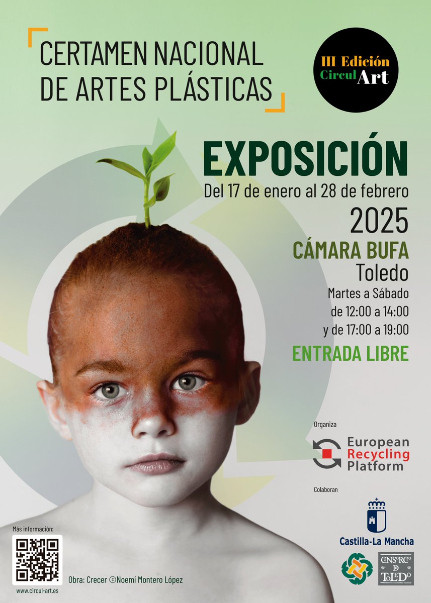 La exposición con las obras finalistas y las seleccionadas de #CirculArt será en la sala 📍 Cámara Bufa (Toledo) del 🗓️ 17 de enero al 28 de febrero. Una ocasión única para disfrutar del arte con conciencia. 
<a href="/ERP_es/">European Recycling Platform España</a>