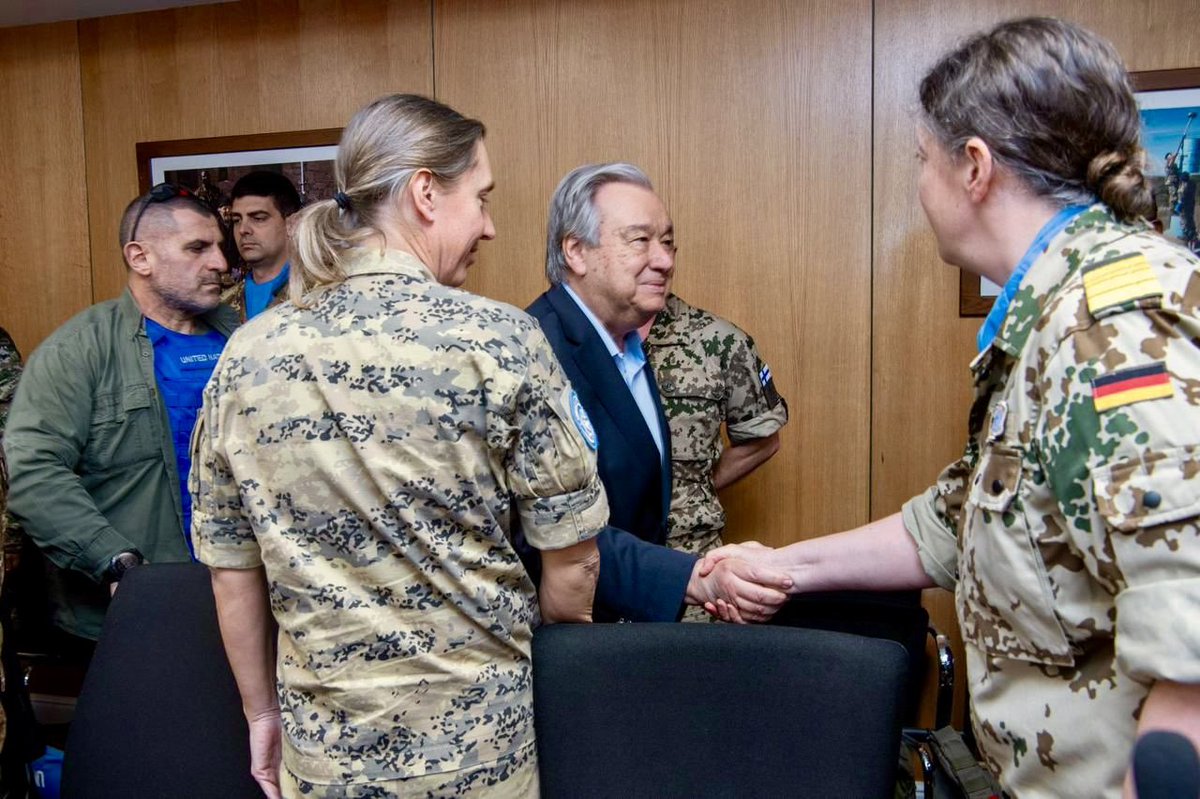 Today <a href="/UN/">United Nations</a> Secretary-General <a href="/antonioguterres/">António Guterres</a> visited south to meet with peacekeepers who showed resilience during strikes across the Blue Line. He heard stories of some of the injured. Their continued support for resolution 1701, despite challenges, was essential and commendable.