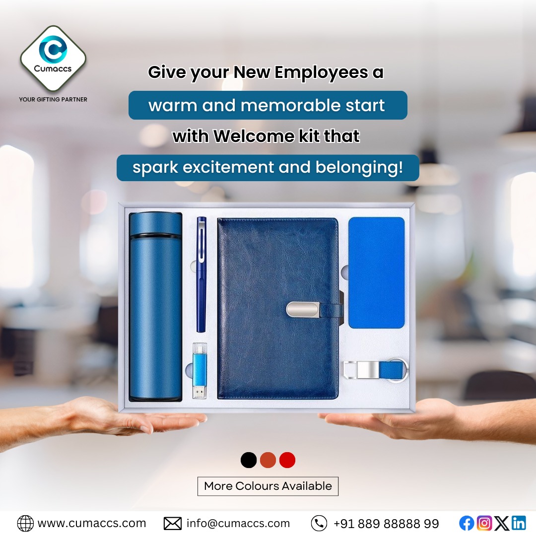 cumaccs's tweet photo. Start your employees journey with a welcome kit that speaks value and belonging! Perfectly crafted to leave a lasting impression and ignite excitement on their first day.  

#WelcomeKit #CorporateGiftingExperts #OnboardingMadeSpecial #EmployeeExperience #TeamBuilding #Cumaccs https://t.co/pEz6dhUW98