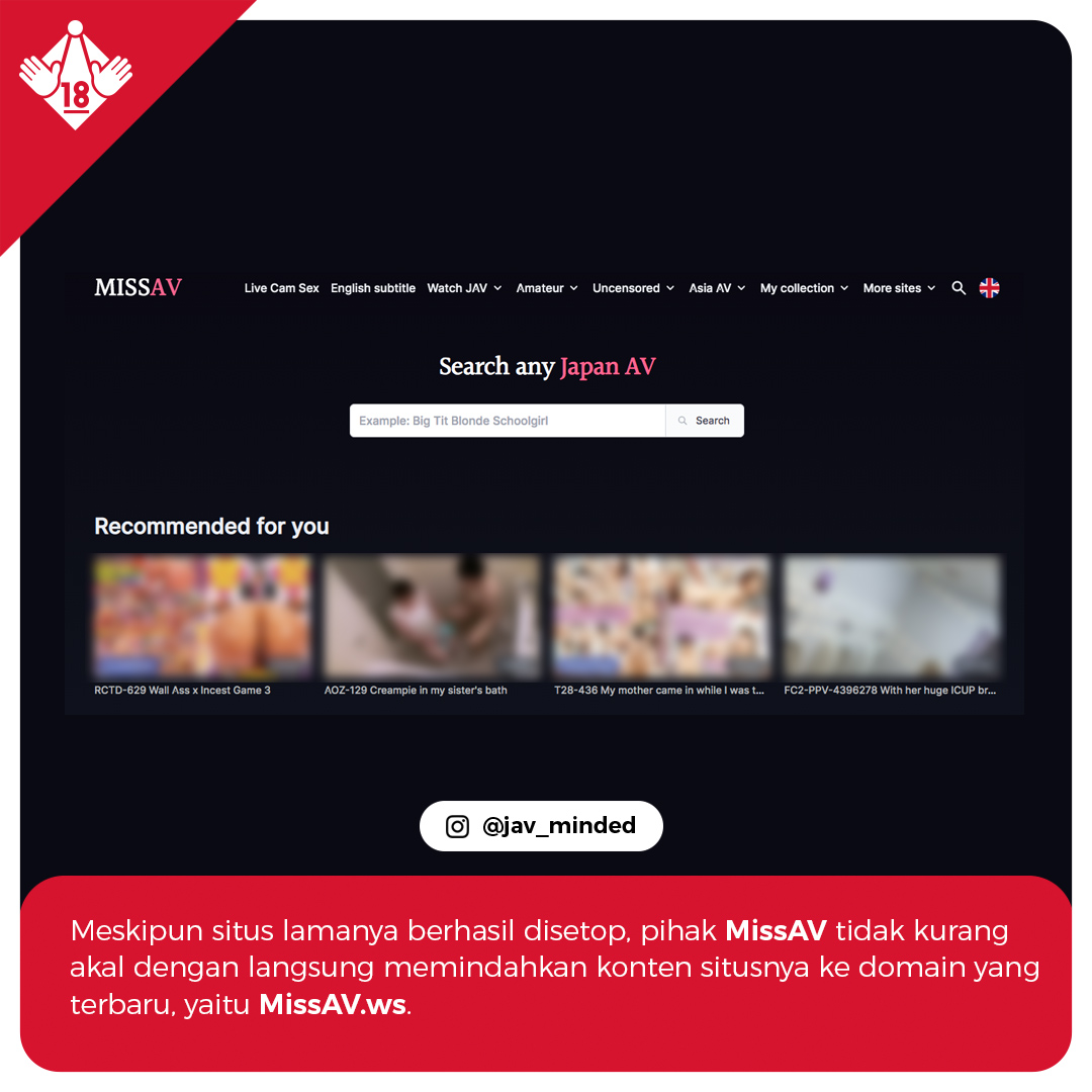javminded's tweet photo. Informasi penting buat kamu yang selama ini gemar mengakses situs-situs JAV bajakan seperti MissAV atau ThisAV.
#MissAV #ThisAV #FANZA #JAVAntiPiracyProject #AVDaisuki https://t.co/4kSsRORr0X