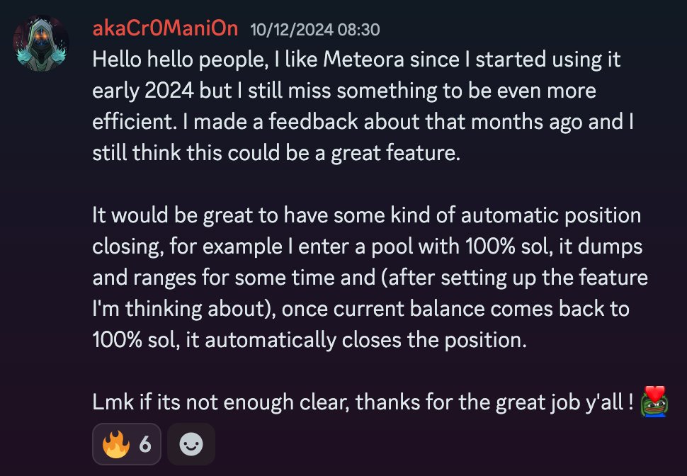 <a href="/orbitcryptoai/">Orbit</a> <a href="/MeteoraAG/">Meteora</a> Please make some kind of limit orders to close the positions, I have been asking for months in Meteora Discord, check this out