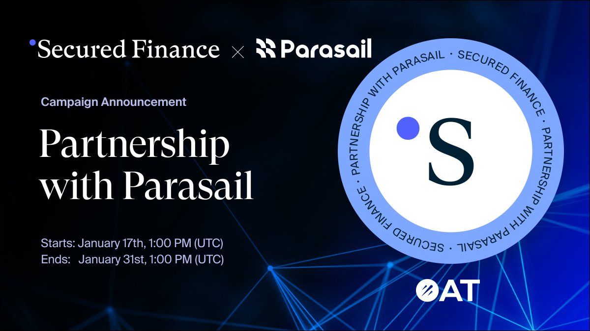 Secured Finance (@secured_fi) on Twitter photo Weβre excited to launch a campaign to celebrate our partnership with <a href="/parasailnetwork/">Parasail</a>! π
Deposit your wpFIL into <a href="/Secured_Fi/">Secured Finance</a> to share in a pool of 10,000 Sail Points and gain access to a raffle with a total prize of 300 FIL! π₯
Check the details here: app.galxe.com/quest/securedfβ¦ Weβre excited to launch a campaign to celebrate our partnership with <a href="/parasailnetwork/">Parasail</a>! π
Deposit your wpFIL into <a href="/Secured_Fi/">Secured Finance</a> to share in a pool of 10,000 Sail Points and gain access to a raffle with a total prize of 300 FIL! π₯
Check the details here: app.galxe.com/quest/securedfβ¦