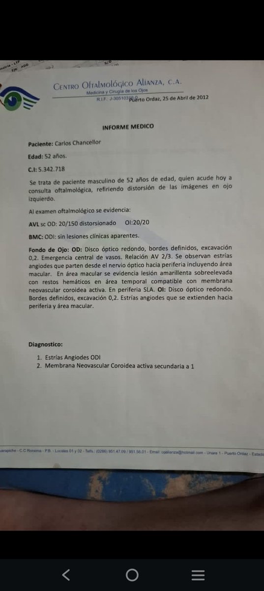 TAMARA_SUJU's tweet photo. #Venezuela.  El Ex Alcalde #CarlosChancellor, detenido arbitrariamente desde el 7 de agosto del pasado año en el contexto de las protestas post electorales, corre el riesgo de perder la vision del ojo izquierdo por falta de Tratamiento Médico.  

El Ex Alcalde además de tener Estrías Angiodes ODI en el ojo izquierdo, Sufre de cardiopatía hipertensiva y diabetes mellitus tipo II.

Carlos Chancellor es un conocido político de la @LaCausaRVe en el Municipio Sifontes en el Estado Bolívar, a quien conocí cuando estuvo detenido por protestar contra las políticas mineras de Chávez. 

Es padre del futbolista internacional Jhon Chancellor.   

El Estado Venezolano es responsable de la Vida e Integridad física de Carlos Chancellor y de todos los presos políticos cuya salud se deteriora por falta de atención médica oportuna

#LibertadParaTodosLosPresosPoliticos