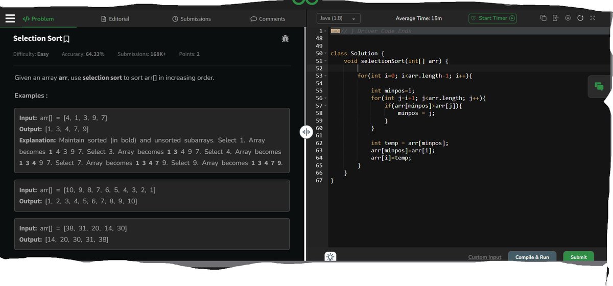 DryIndex's tweet image. 🚨#Day6 : Post
Topic: Sorting
1⃣Bubble Sort (GFG)
2⃣Selection Sort (GFG)
3⃣Insertion Sort (GFG)
 
#DataStructure  #DataStructureX #GFG