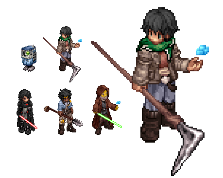 Sig Greebling, SR-V0, Darth Dev, Yesi Scala and Jedi Bob from Star Wars - Rebuild the Galaxy.