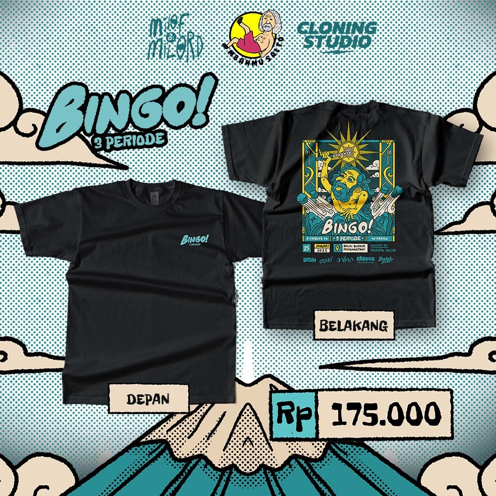 mbahmu_salto's tweet photo. OFFICIAL MERCHANDISE #Bingo3Periode T-Shirt

Bekerjasama dengan milofandmilord &amp; cloning studio
Design oleh @arga_radikun 

Warna : Hitam
Harga : 175 K

note: Pembelian kaos hanya bisa dilakukan OTS di venue ketika event berlangsung (Tidak PO) https://t.co/DrK0LoqP0U