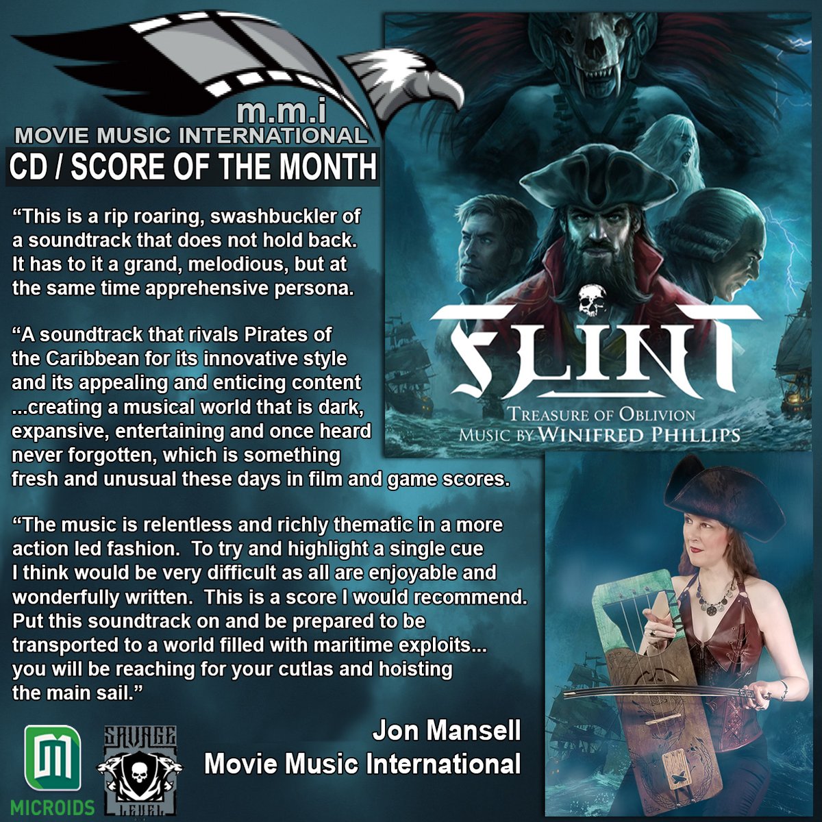 Winifred Phillips (@winphillips) on Twitter photo MOVIE MUSIC INTERNATIONAL named my OST for the swashbuckling <a href="/PlayFlintGame/">Flint: Treasure of Oblivion 🏴☠️ OUT NOW!</a> as the CD/SCORE OF THE MONTH! Their whole review🔗 is in 1st comment, along with the 🔗to buy the album! Thanks <a href="/Microids_off/">Microids - Wishlist Syberia Remastered now!</a> & <a href="/_SavageLevel_/">Savage Level</a> for the chance to compose this great game's music! #gameaudio MOVIE MUSIC INTERNATIONAL named my OST for the swashbuckling <a href="/PlayFlintGame/">Flint: Treasure of Oblivion 🏴☠️ OUT NOW!</a> as the CD/SCORE OF THE MONTH! Their whole review🔗 is in 1st comment, along with the 🔗to buy the album! Thanks <a href="/Microids_off/">Microids - Wishlist Syberia Remastered now!</a> & <a href="/_SavageLevel_/">Savage Level</a> for the chance to compose this great game's music! #gameaudio