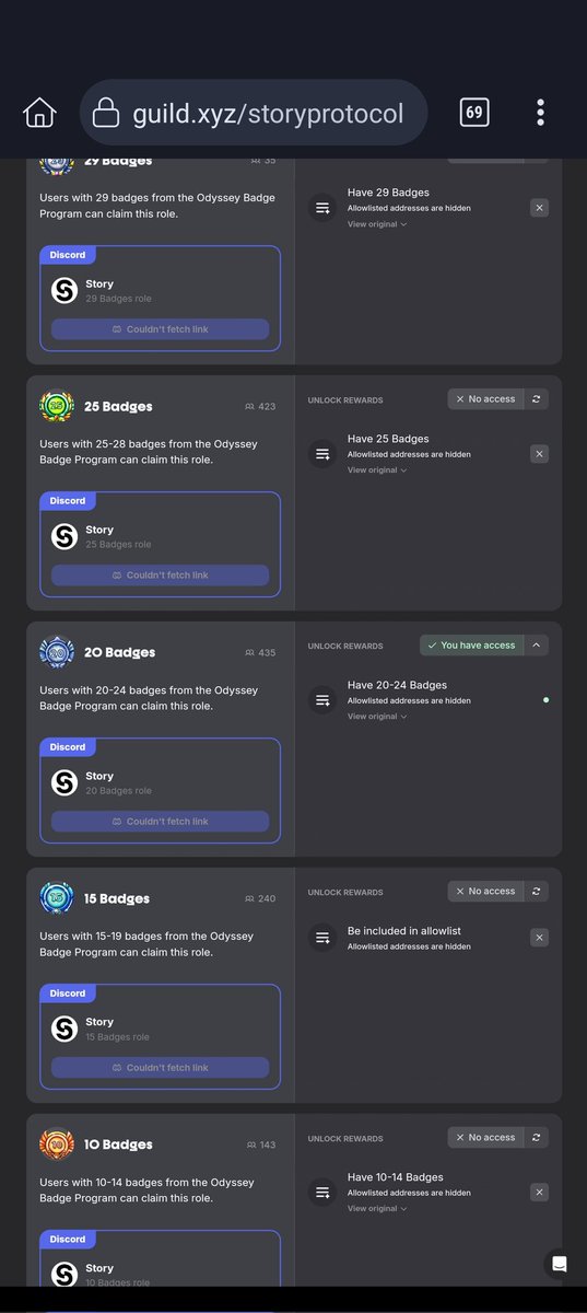 I have 20 badges 
<a href="/StoryProtocol/">Story</a>